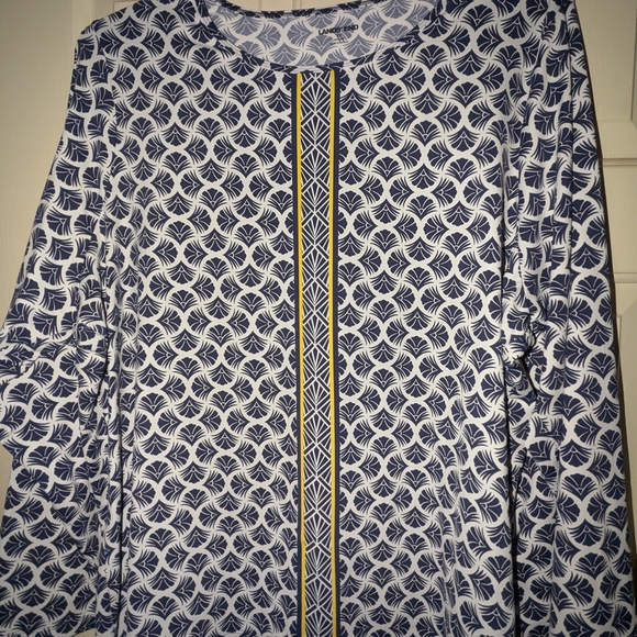 Lands End 3x Navy and White Patterned Women's Top - Picture 1 of 4
